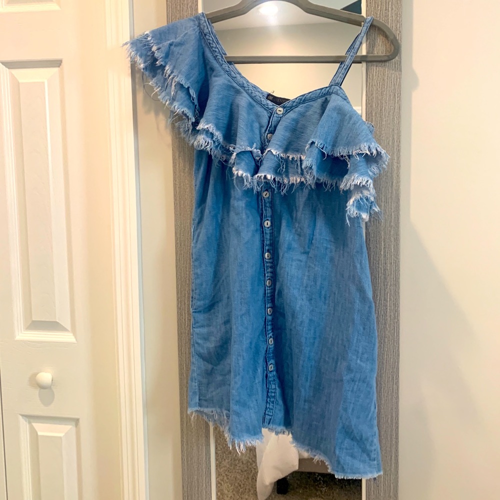 Blank NYC Making Waves Frayed Ruffled Dress